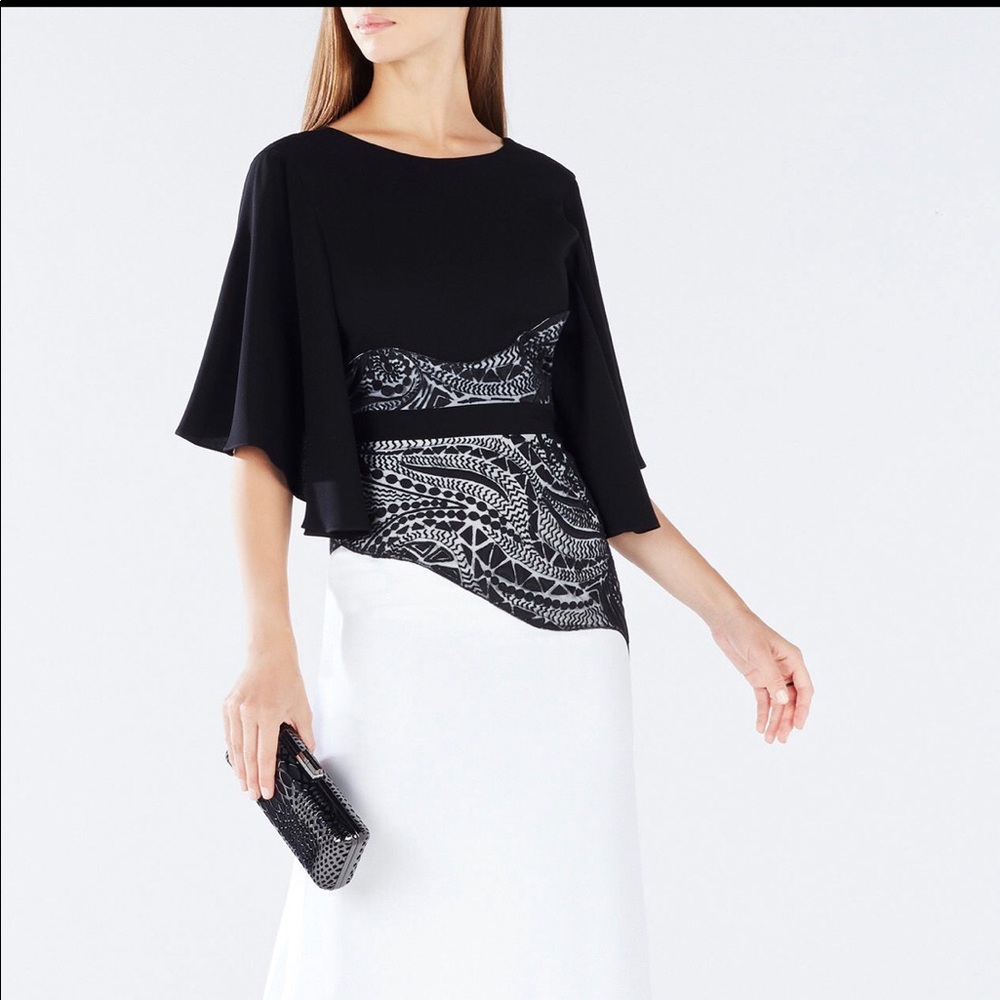 BCBG black and white maxi dress